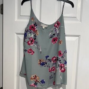 Pink Republic Floral Camisole in Sage with Pink & Purple Blooms